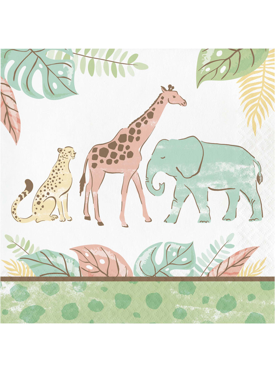 Safari Baby 16 Pack Green Lunch Napkins – Main Image