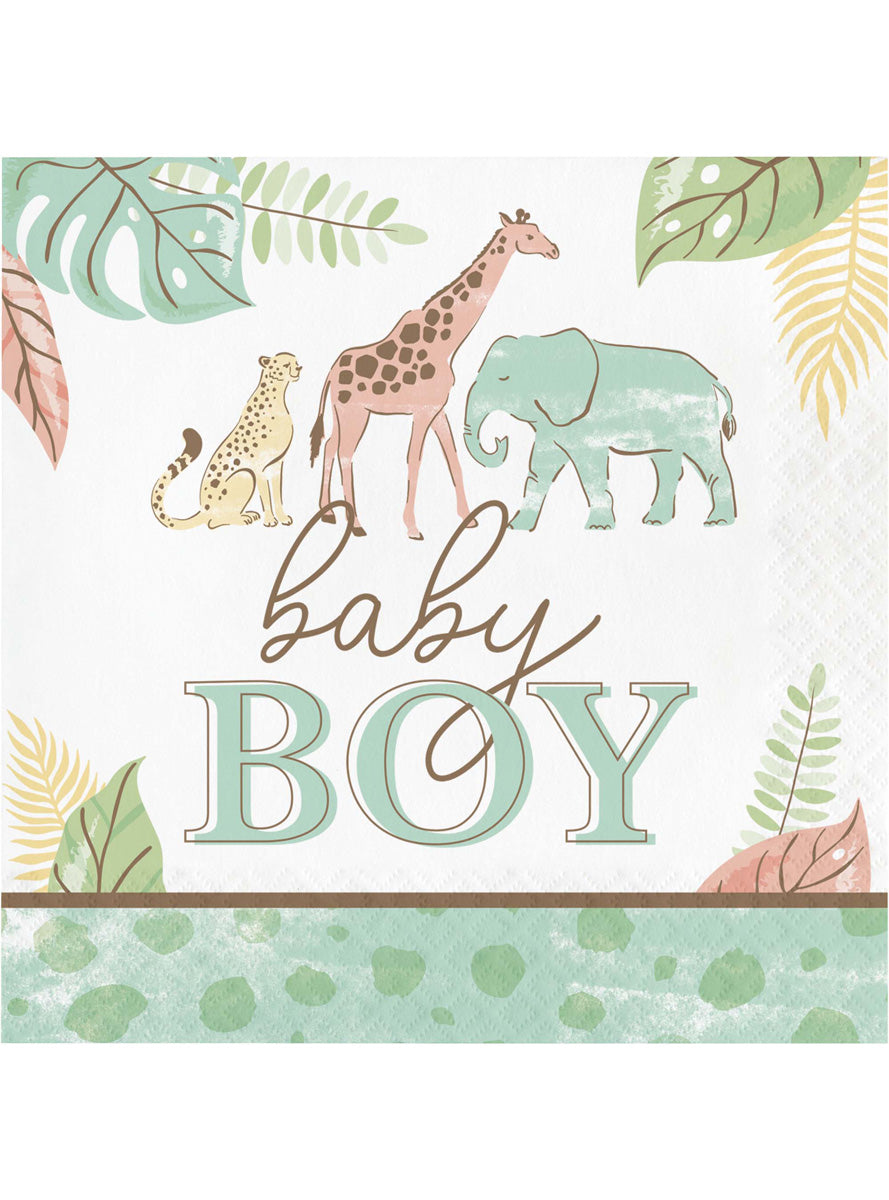 Safari Baby Boy 16 Pack Green Lunch Napkins – Main Image