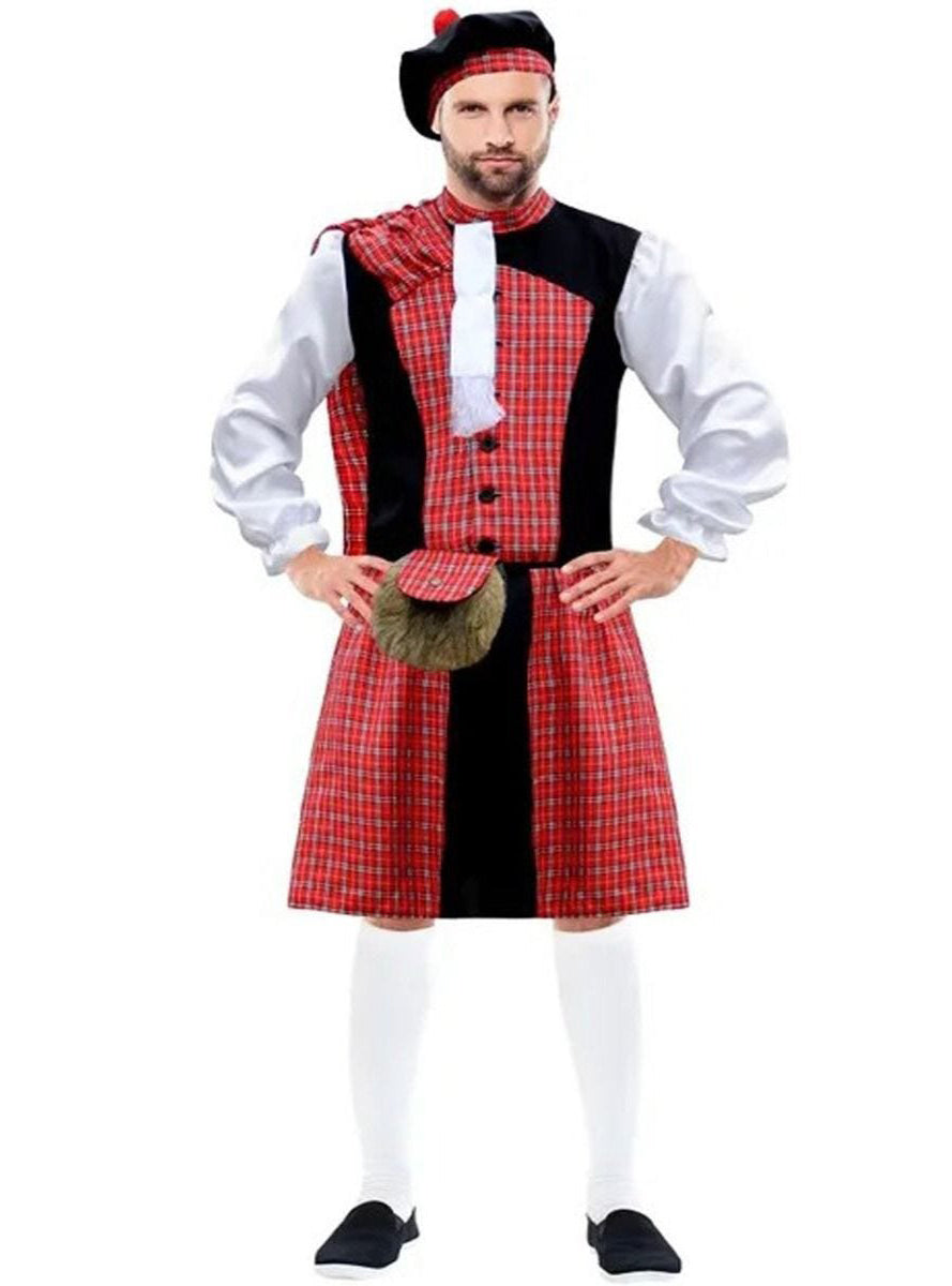 Scottish Highlander Mens Red Kilt Costume - Main Image
