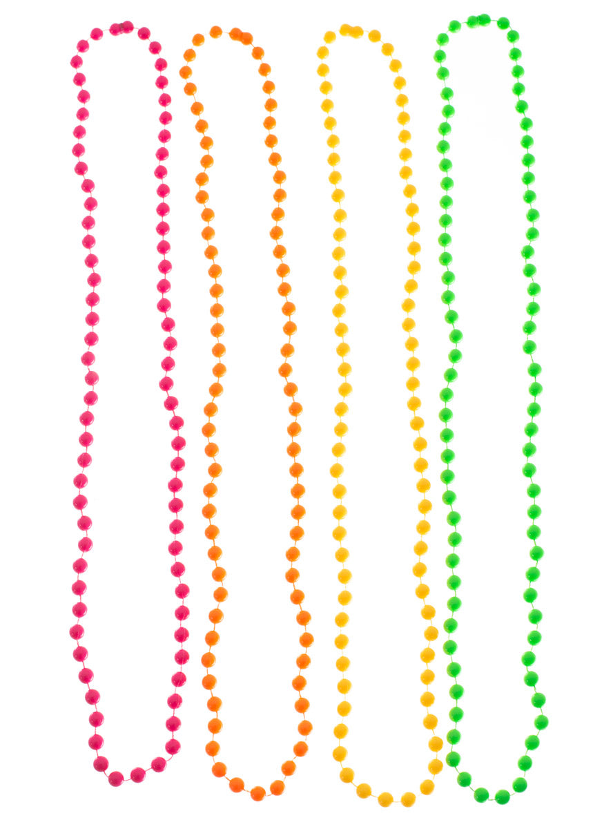 Main image of Neon Beaded 4 Pack 1980s Necklaces