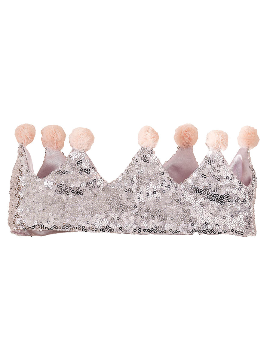 Girls Deluxe Silver Sequined Costume Crown - Alternative Image