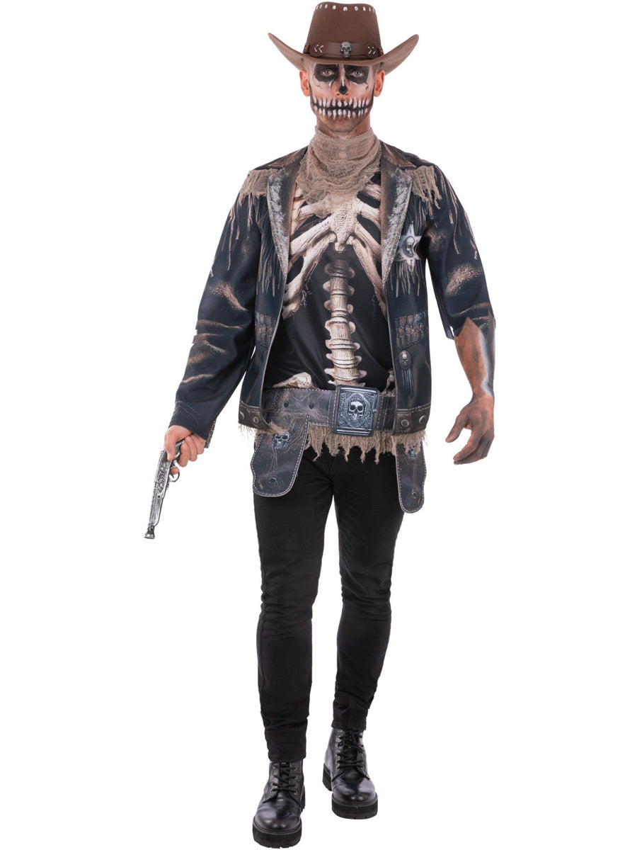 Skeleton Cowboy Mens Outlaw Halloween Costume - Main Image