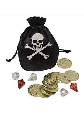Black Pirate Pouch with Treasure Costume Accessory