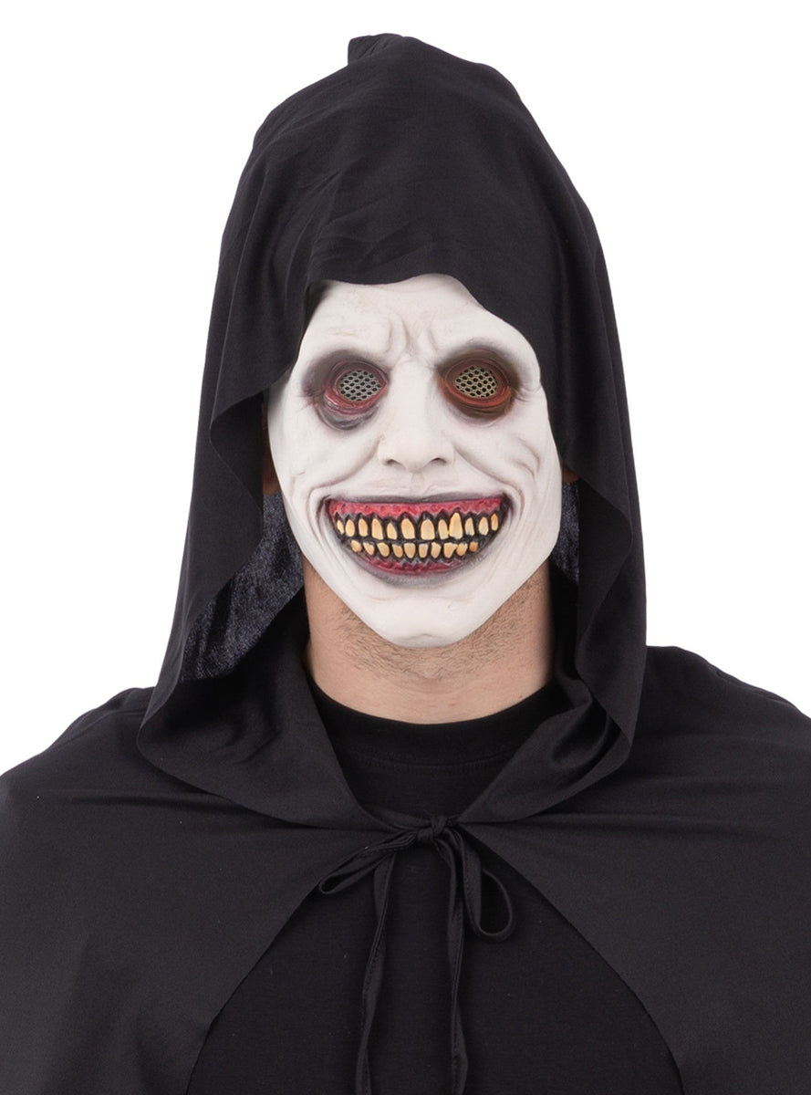 Smiling Evil White Eye Demon Halloween Mask - Main Image