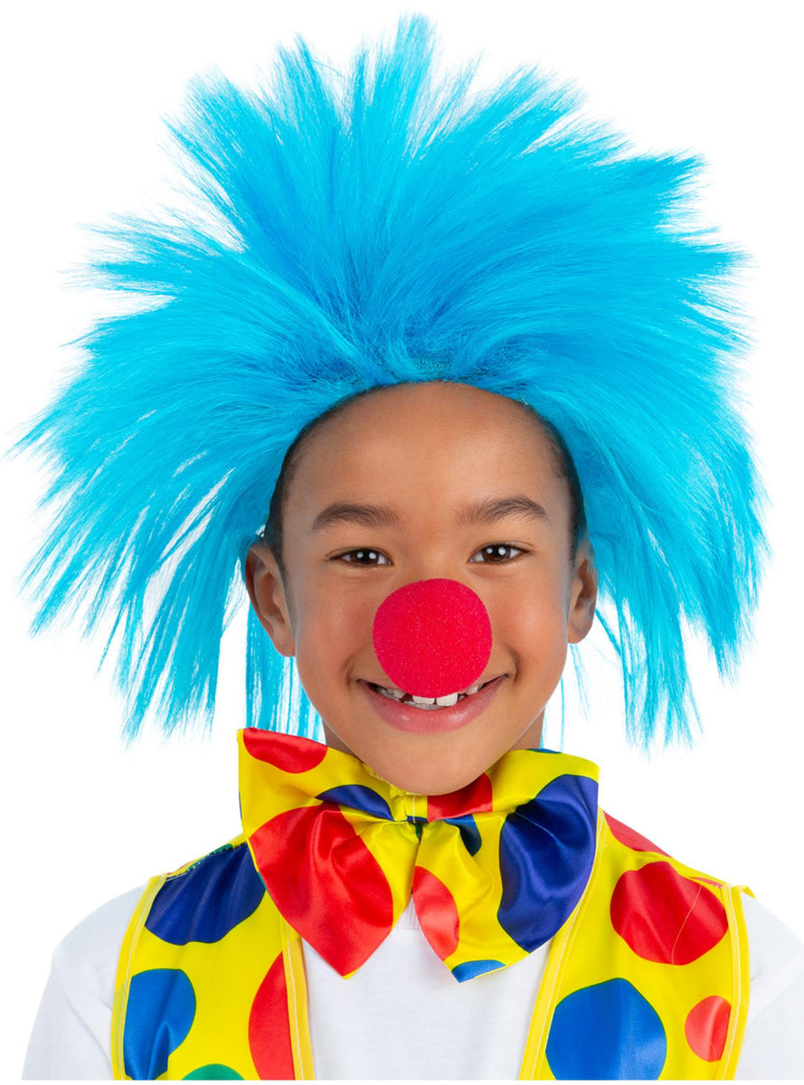 Boys Spiked Blue Clown Costume Wig