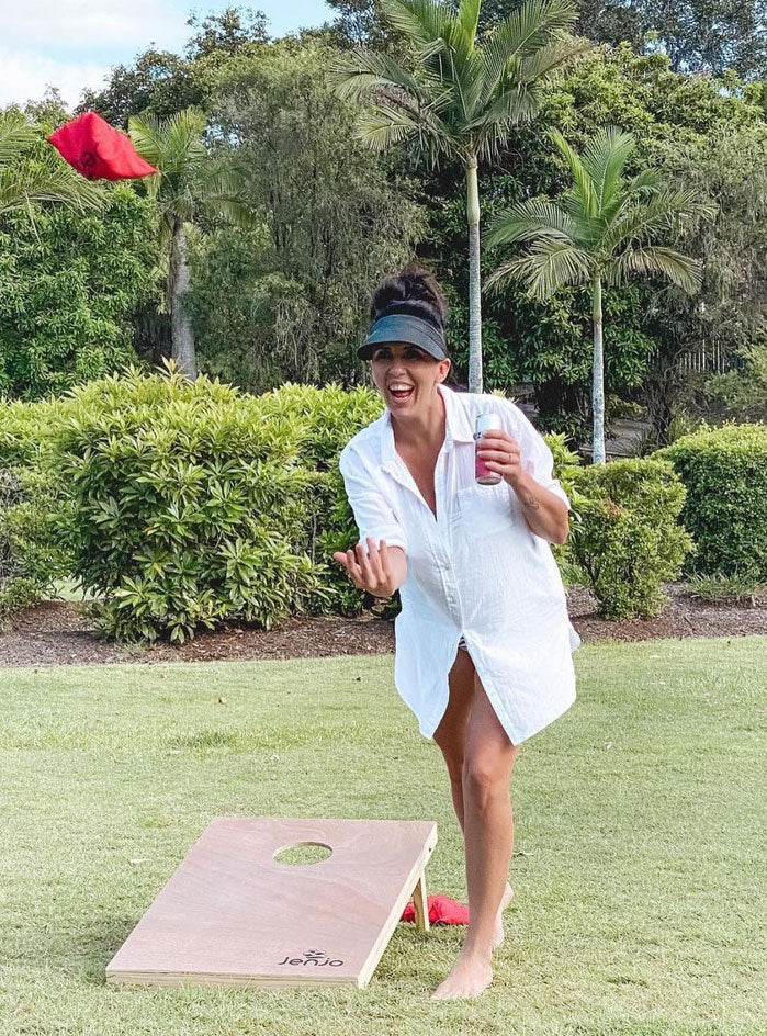 Standard Single Cornhole Beanbag Toss Outdoor Party Game - Lifestyle Image 1