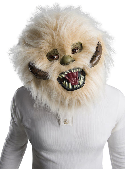 Furry White Mens Star Wars Wampa Costume Mask - Main Image
