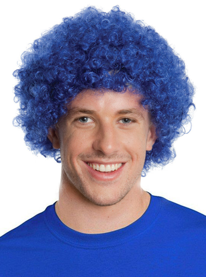 State Of Origin Adults Blue NSW Afro Wig - Alternative Image