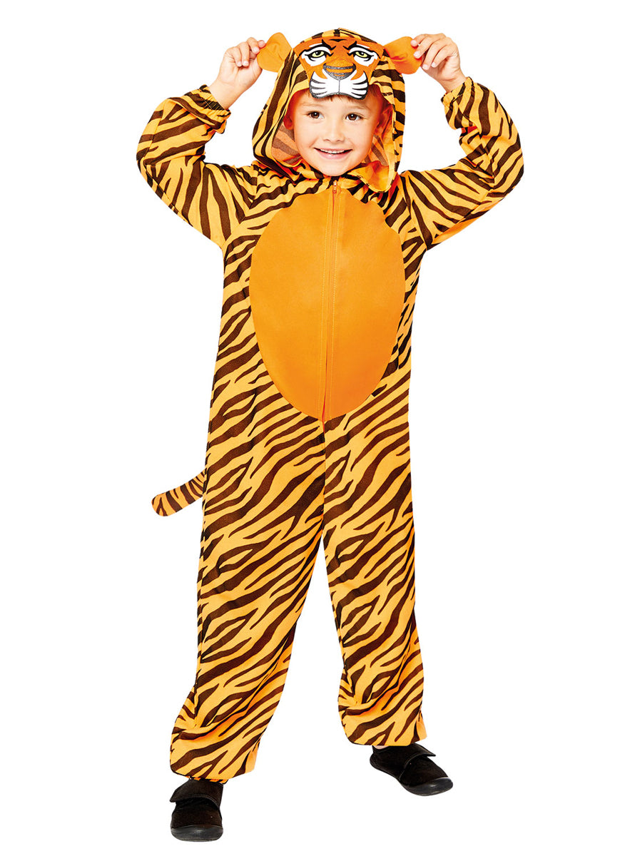 Classic Kids Striped Tiger Onesie Costume - Alternate Image