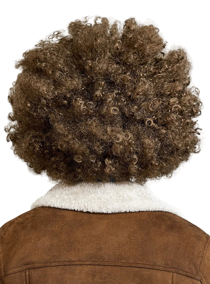 Super Jumbo Adults Brown Afro Costume Wig - Back Image