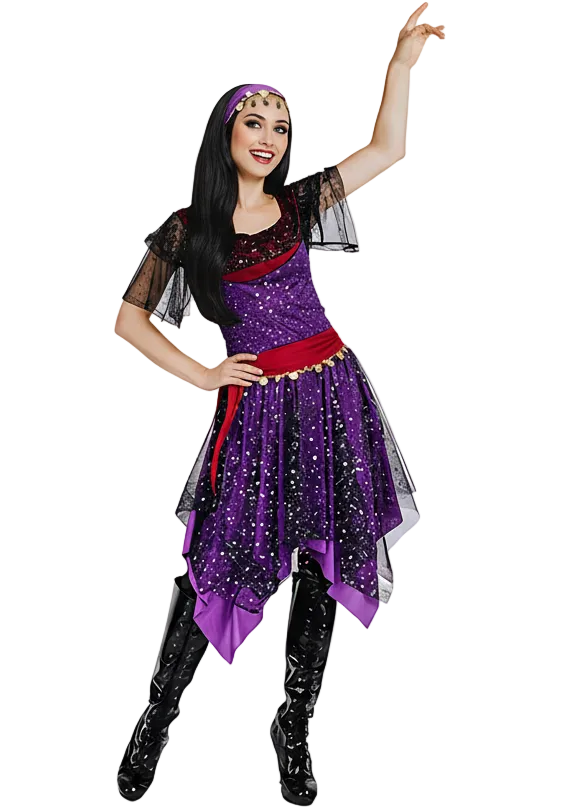purple gypsy womens fortune teller costume - main image