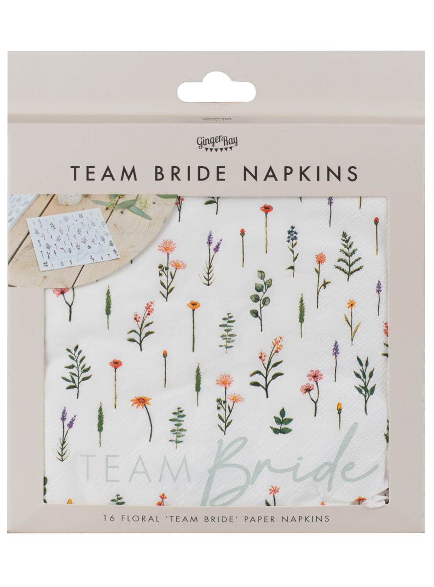 flower paper napkins wedding shower team bride - packaging image