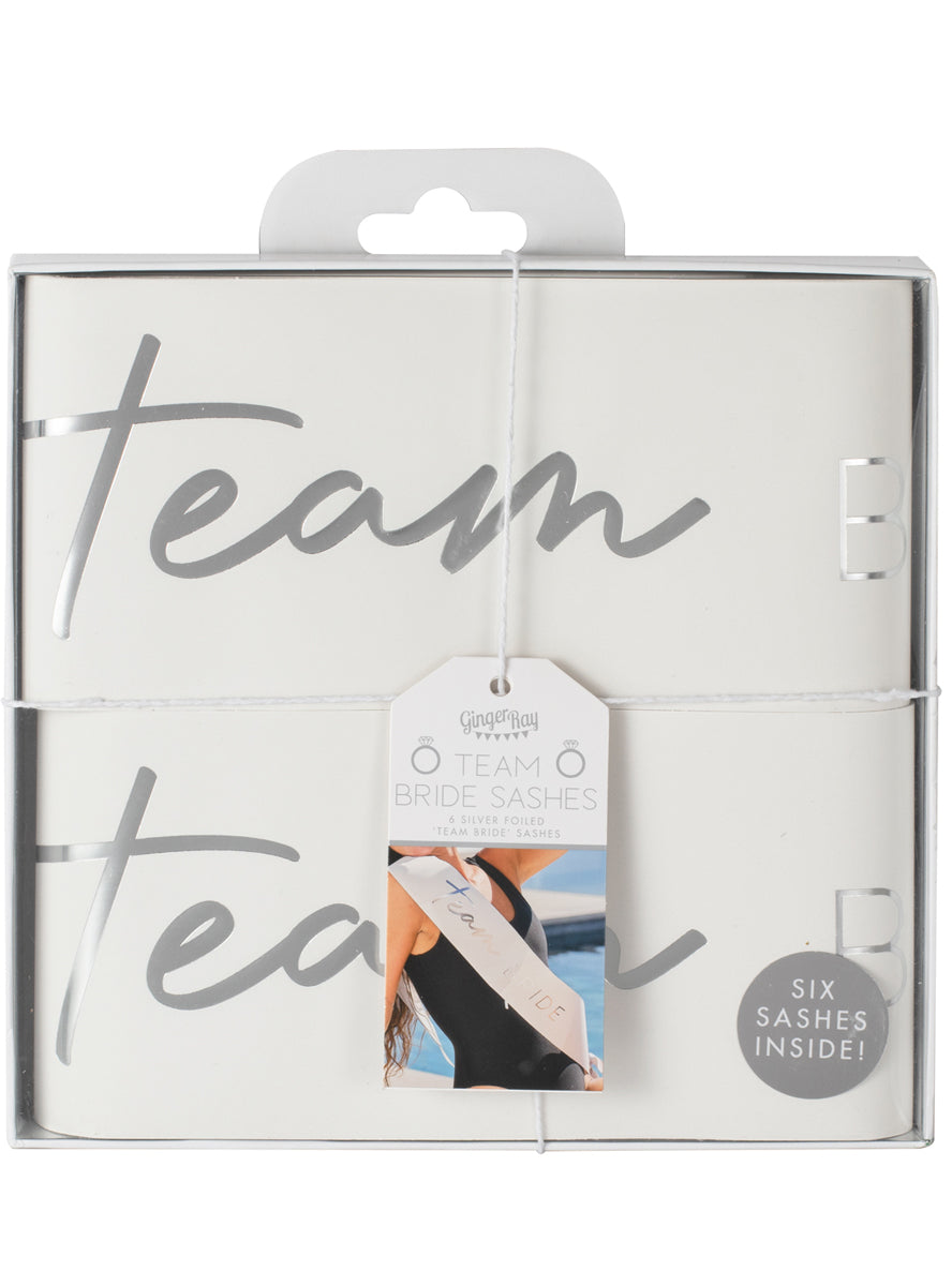 6 pk team bride white wedding sash bridal shower - packaging image