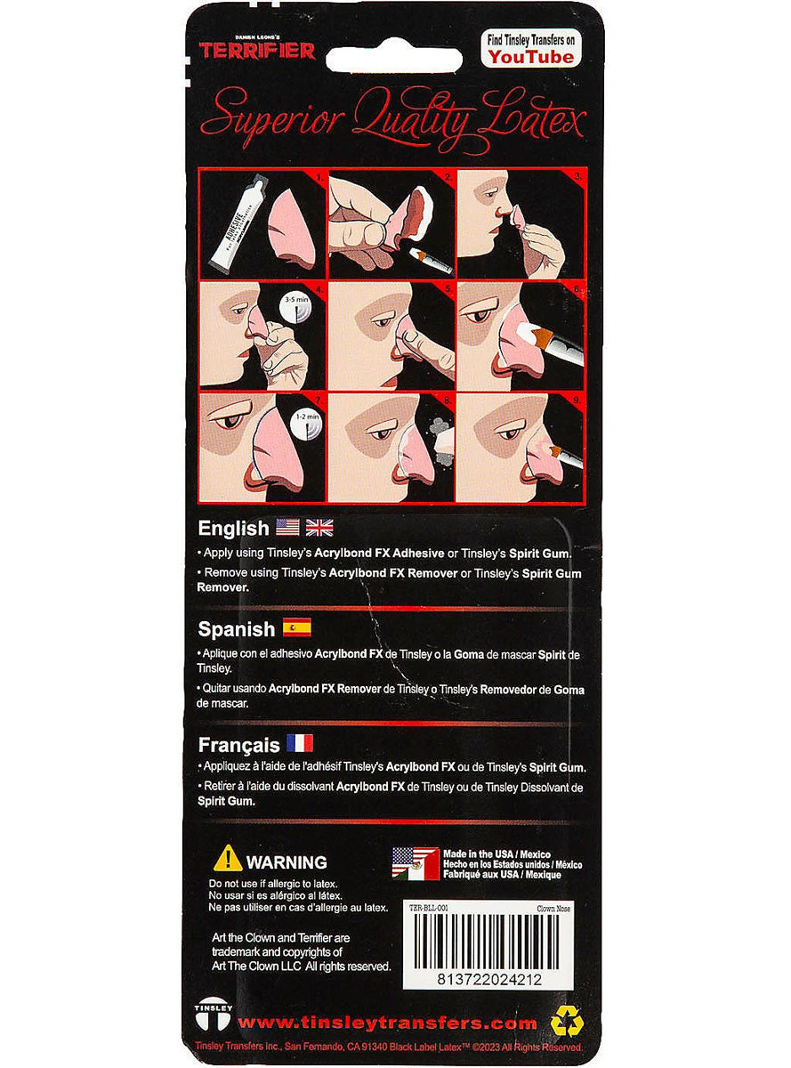 Terrifier Art The Clown Latex Nose Prosthetic - Back Image