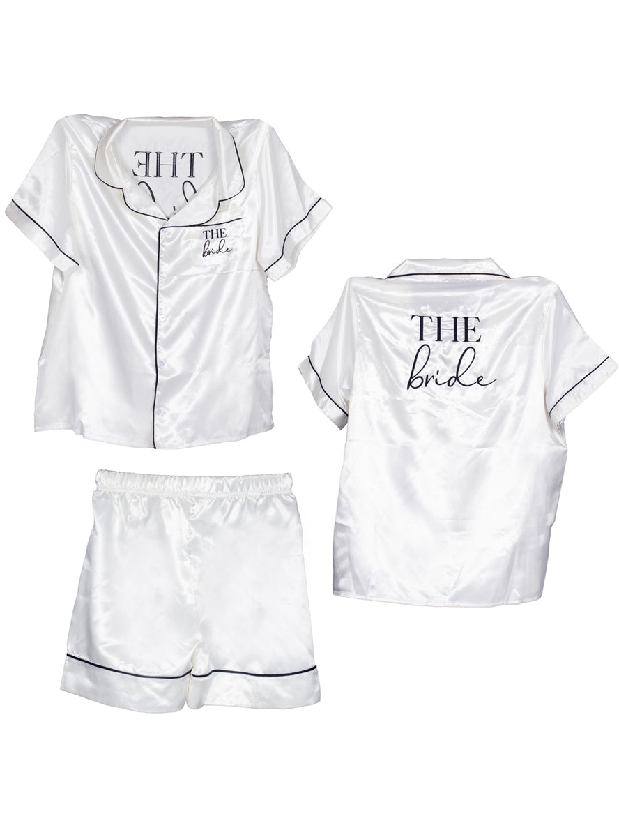 white satin wedding the bride pjs - alternative image