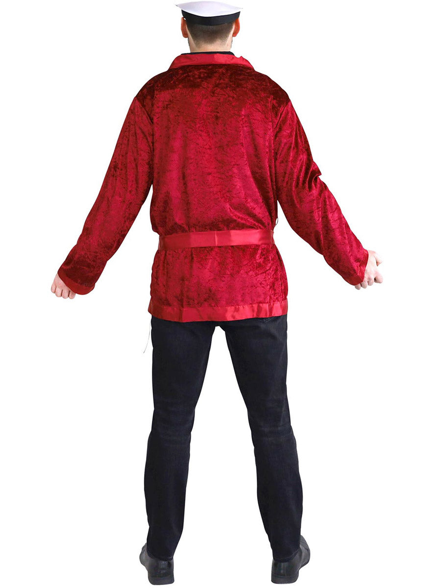 Back Image of The Heff Mens Red Velvet Smoking Costume Jacket