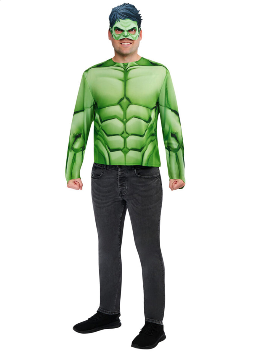 The Hulk Mens Marvel Superhero Costume Shirt And Mask Set - Main Image