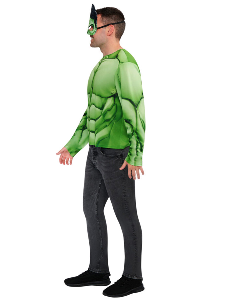 The Hulk Mens Marvel Superhero Costume Shirt And Mask Set - Side Image