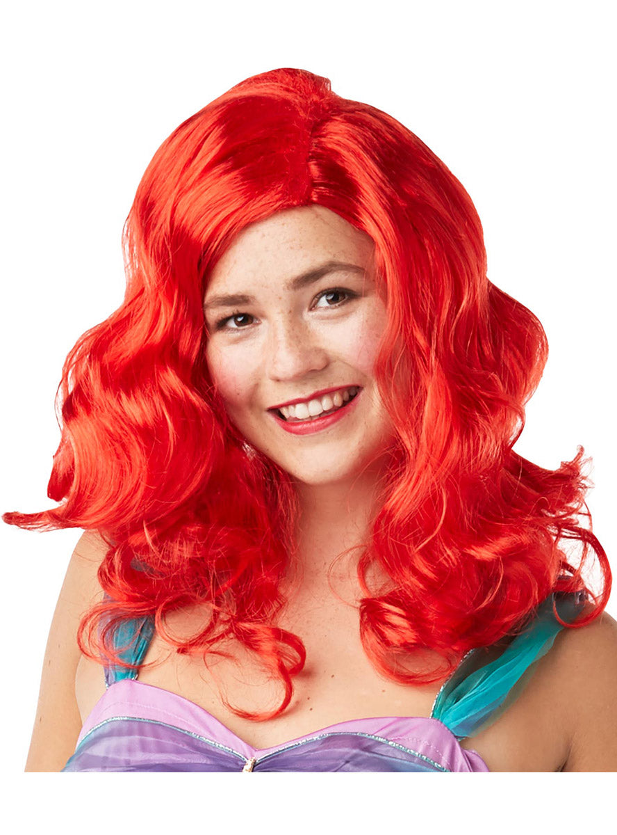 Womens Ariel The Little Mermaid Red Curly Costume Wig - Alternative Image