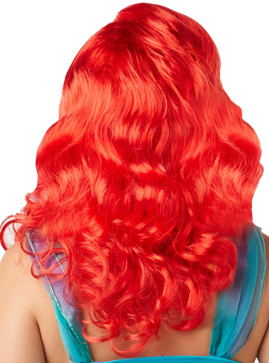 Womens Ariel The Little Mermaid Red Curly Costume Wig - Back Image