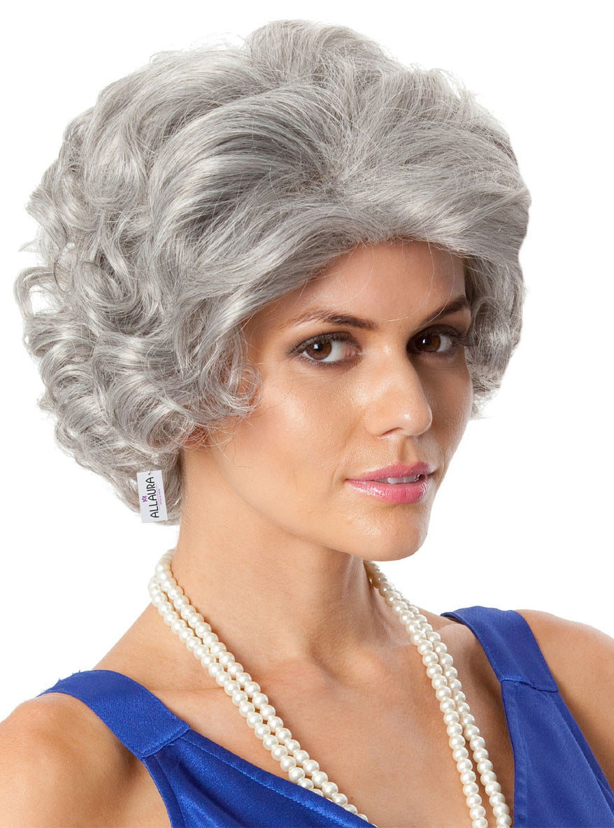 The Queen Womens Grey Old Lady Costume Wig - Alternative Image