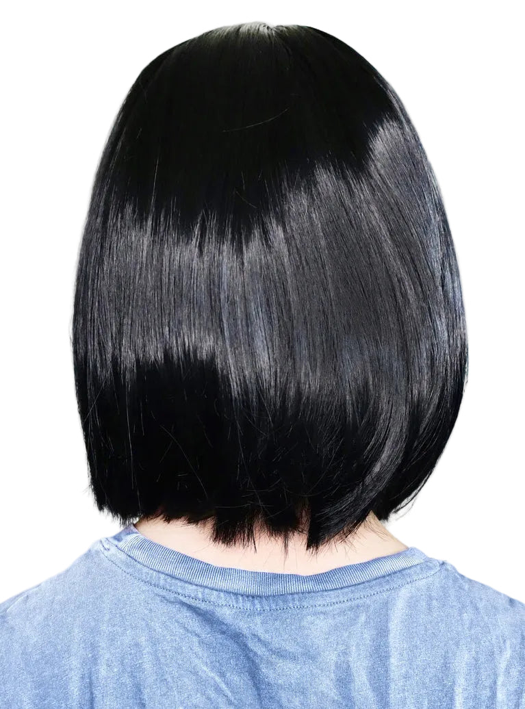 Tina Womens Black Bob Costume Wig Glasses And Hairclip Set - Back Image