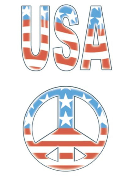 Tinsley Transfers USA Peace and Stars Realistic Temporary Tattoo - Alternative Image