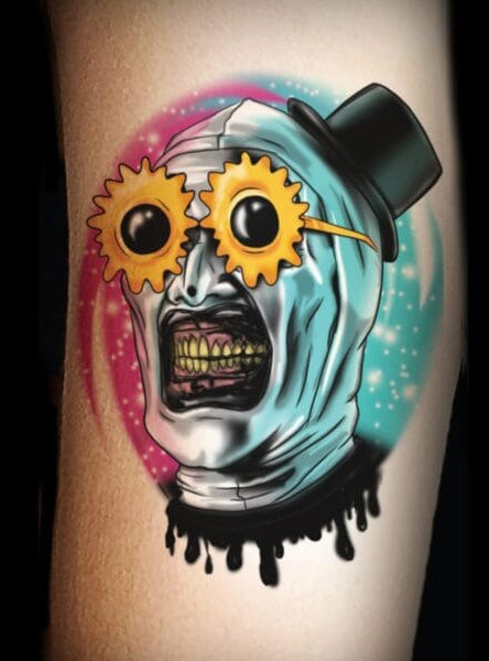 Tinsley Transfers Art The Clown Sunflower Glasses Terrifier Deluxe Temporary Tattoo - Alternative Image 2