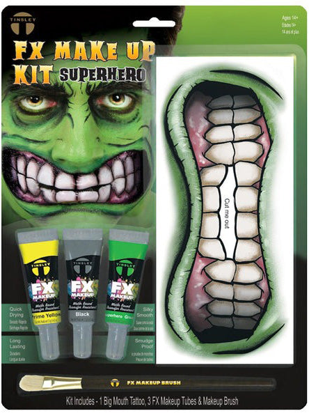 Tinsley Transfers Green Superhero Big Mouth Tattoo and Makeup Kit - Main Image