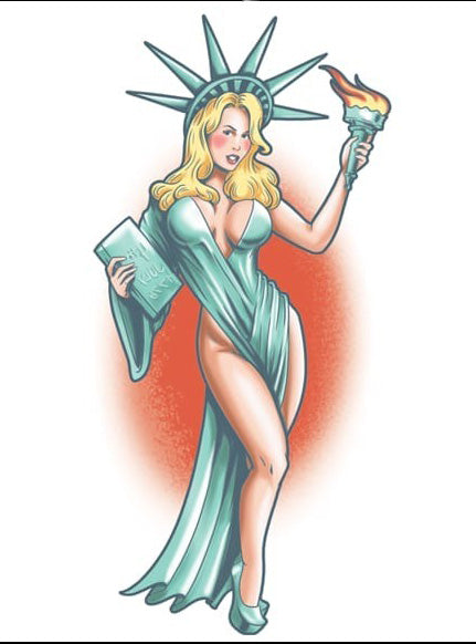 Tinsley Transfers Lady Liberty Stars and Stripes Realistic Temporary Tattoo - Alternative Image