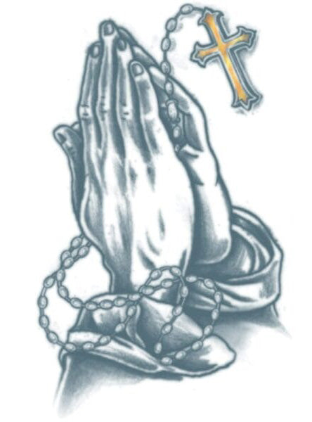 Tinsley Transfers Prison Praying Hands Premium Temporary Tattoo - Close Image
