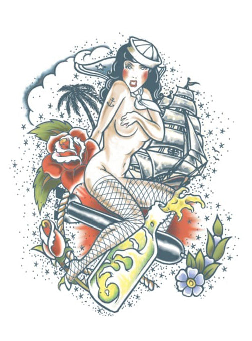 Tinsley Transfers Sailor Pin Up XL Temporary Tattoo - Main Image
