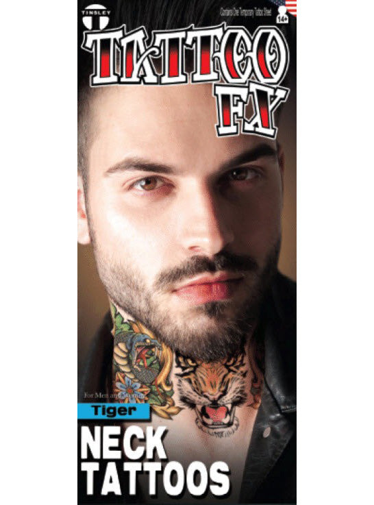 Tinsley Transfers Tiger Premium Temporary Neck Tattoo - Main Image
