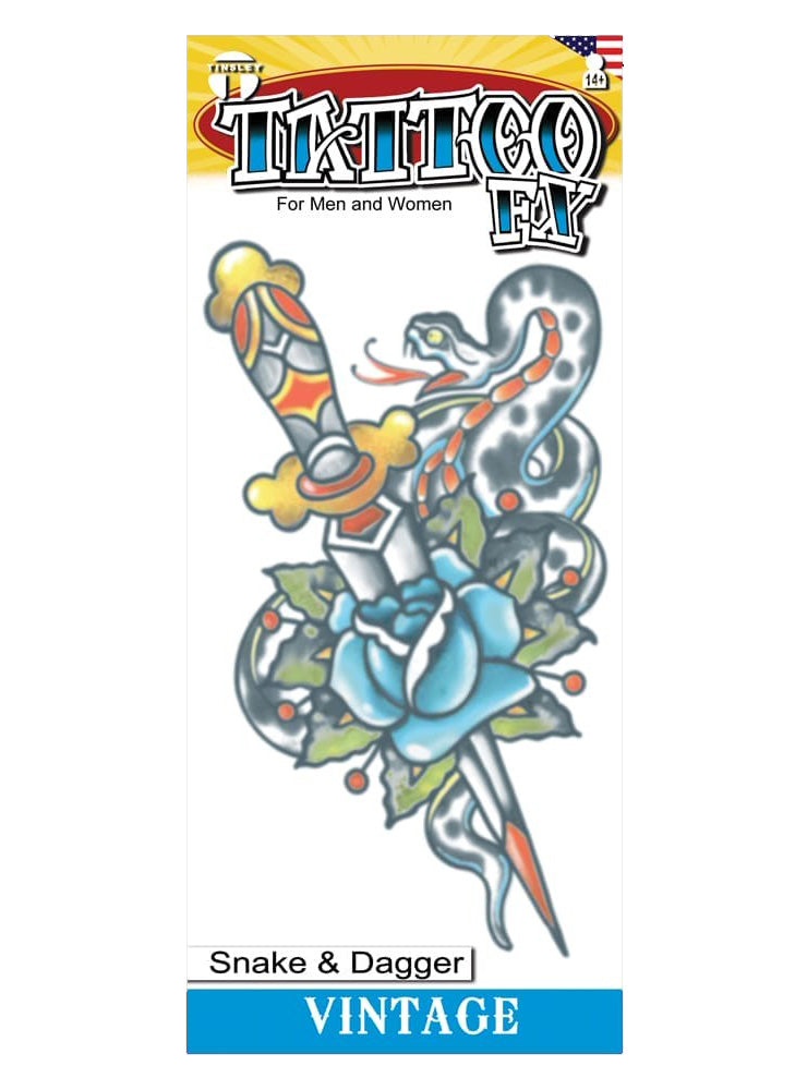 Tinsley Transfers Vintage Snake and Dagger Deluxe Temporary Tattoo - Main Image