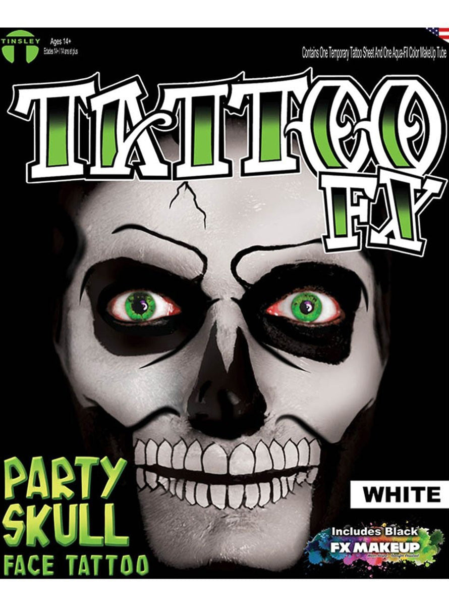 Tinsley Transfers White Party Skull Tattoo and Makeup Set - Main Image