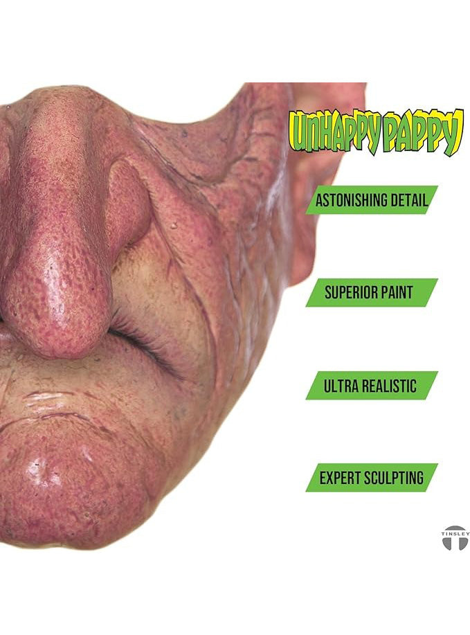 Tinsley Unhappy Pappy Old Man Premium Half Face Latex Mask - Details Image