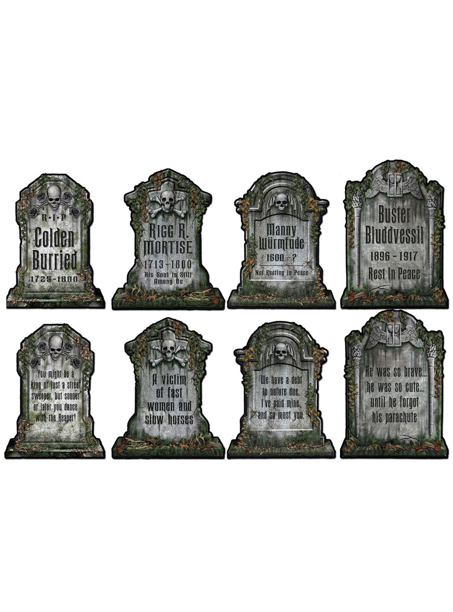 Pack of 4 Halloween Double Sided Tombstone Cut Outs - Main Image