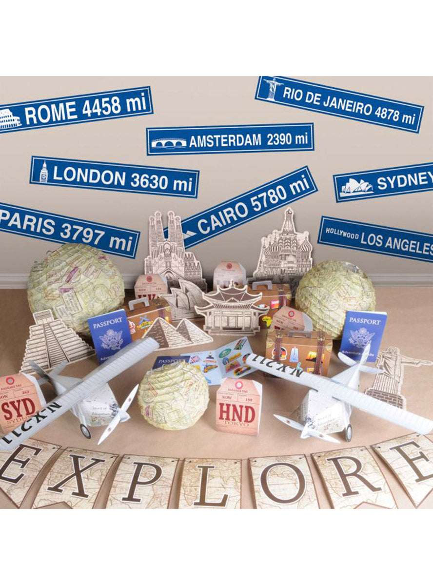 Around the World Street Sign Cut Outs - Lifestyle Image