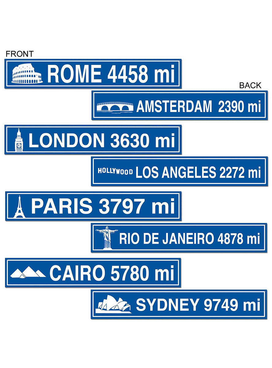 Around the World Street Sign Cut Outs - Main Image