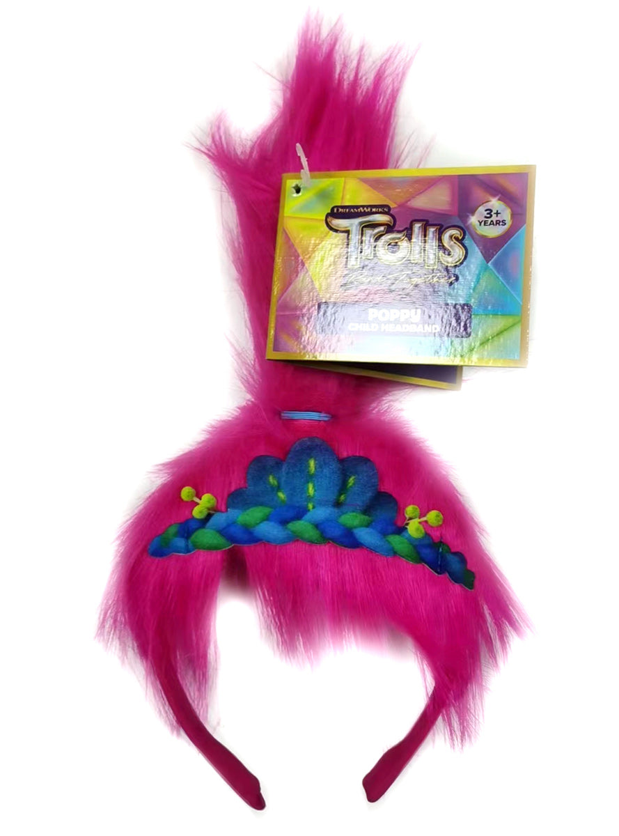 Poppy Girls Pink Trolls Band Together Costume Headband With Hair - Packaging Image