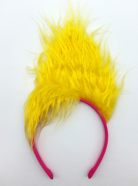 Yellow Trolls Band Together Kids Viva Cosutme Headband With Hair - Main Image