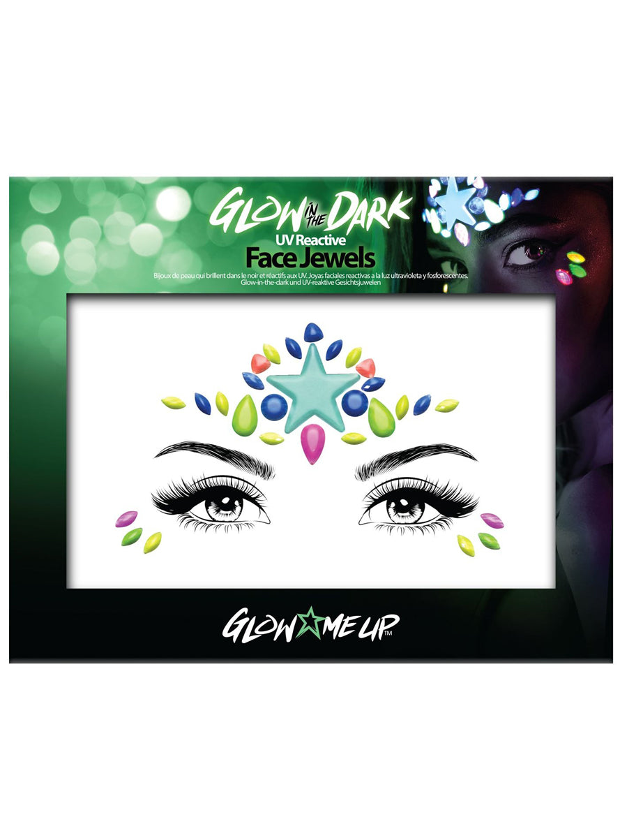 UV Reactive and Glow in the Dark Star Face Jewels - Main Image