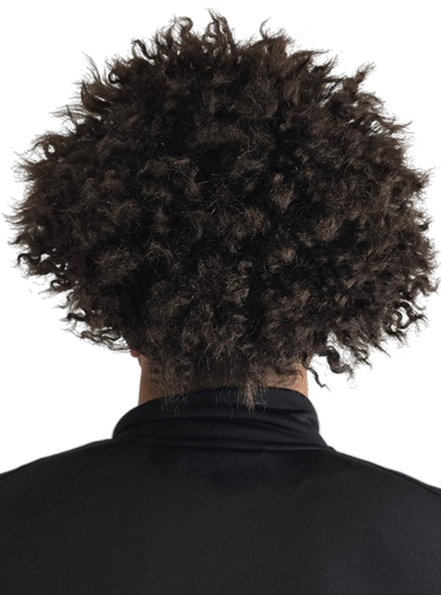 Urban Afro Brown Costume Wig On Headband - Back Image