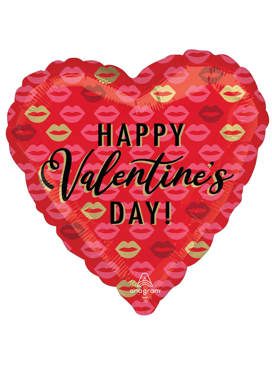 Valentines Kisses Red 45cm Heart Shaped Foil Balloon - Main Image