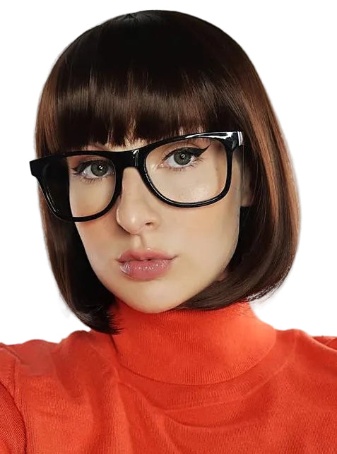Velma Womens Brown Bob Costume Wig And Glasses Set - Main Image