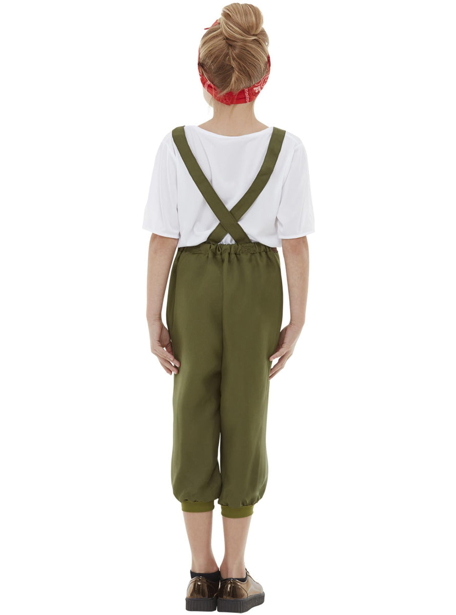 Girls WW2 Land Girl 1940s Costume - Back Image