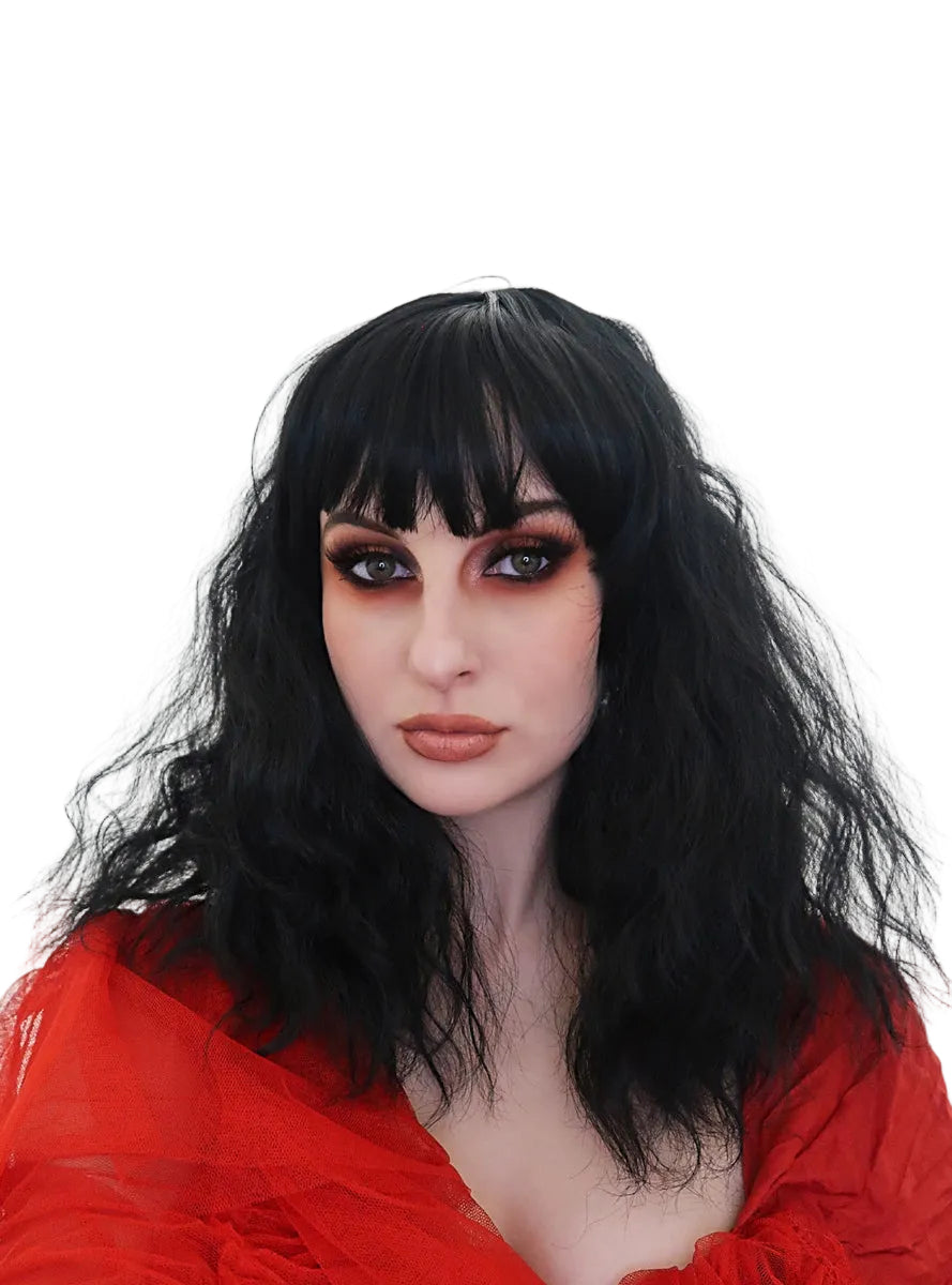 Wavy Witch Womens Black Costume Wig With Fringe - Main Image