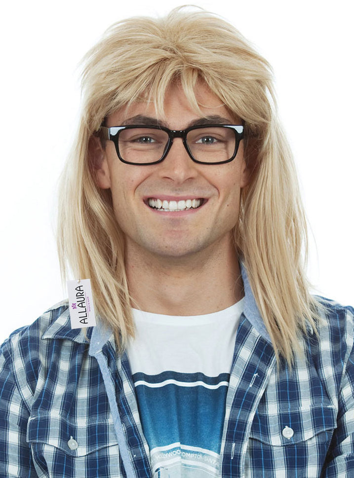 Waynes World Mens Blonde Garth Algar Costume Wig And Glasses Set - Alternative Image