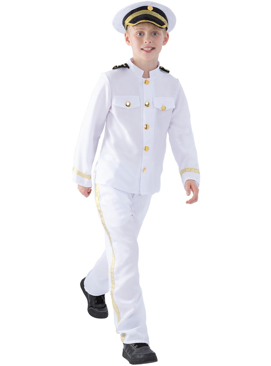Boys White Navy Captain Costume - Main Image