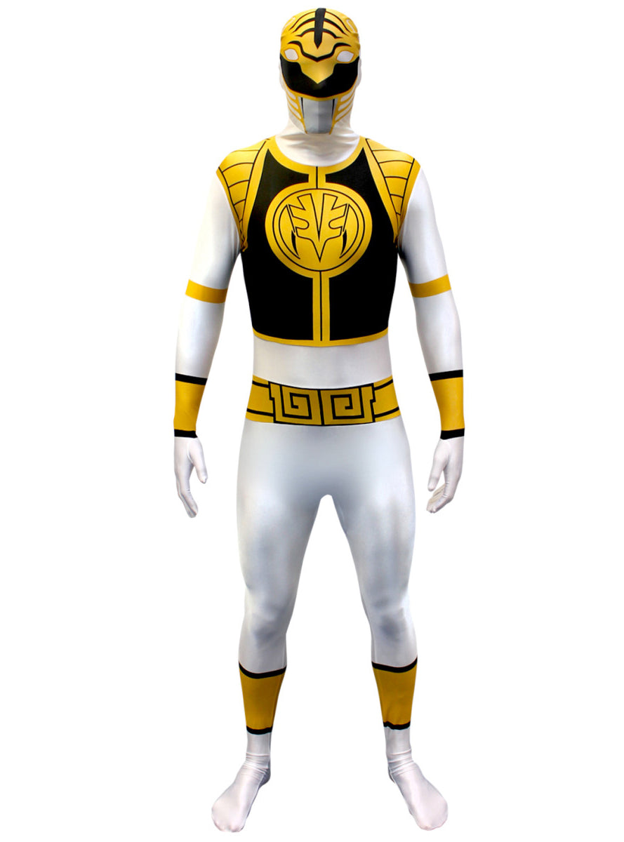 Plus Size White Mens Power Ranger Morphsuit - Alternate Image